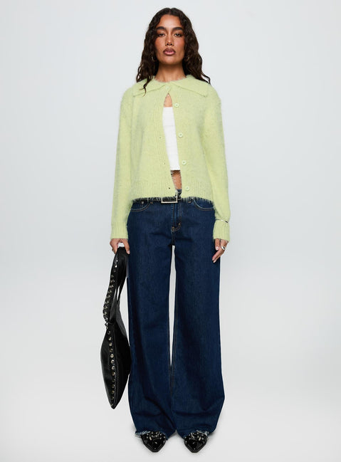 Nayara Collared Asymmetric Knit Sweater Green