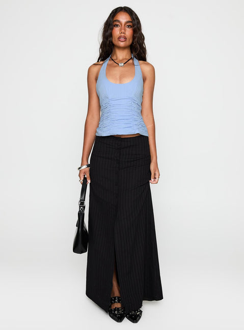   front view of model wearing Princess Polly Livie Maxi Skirt Black Maxi Skirts Skirts 