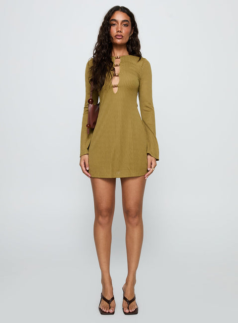 Calibre Long Sleeve Mini Dress Olive