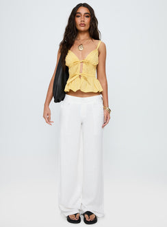 front view of model wearing Princess Polly Pedra Wide Leg Pant White Low Rise Pants 