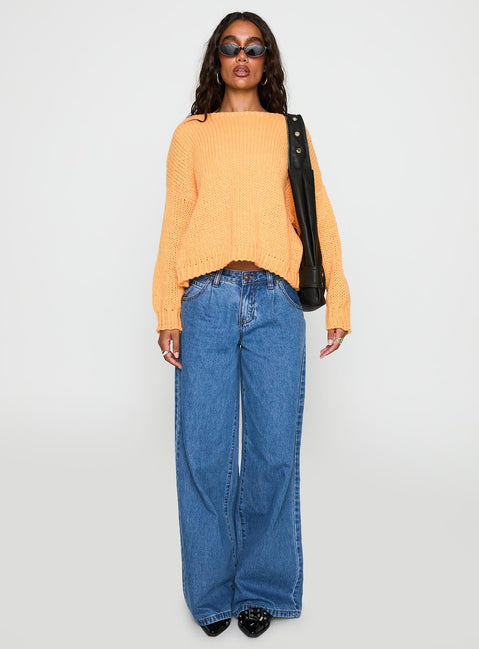 In The Evening Knit Sweater Orange