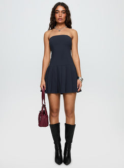 Mark My Words Strapless Playsuit Blue