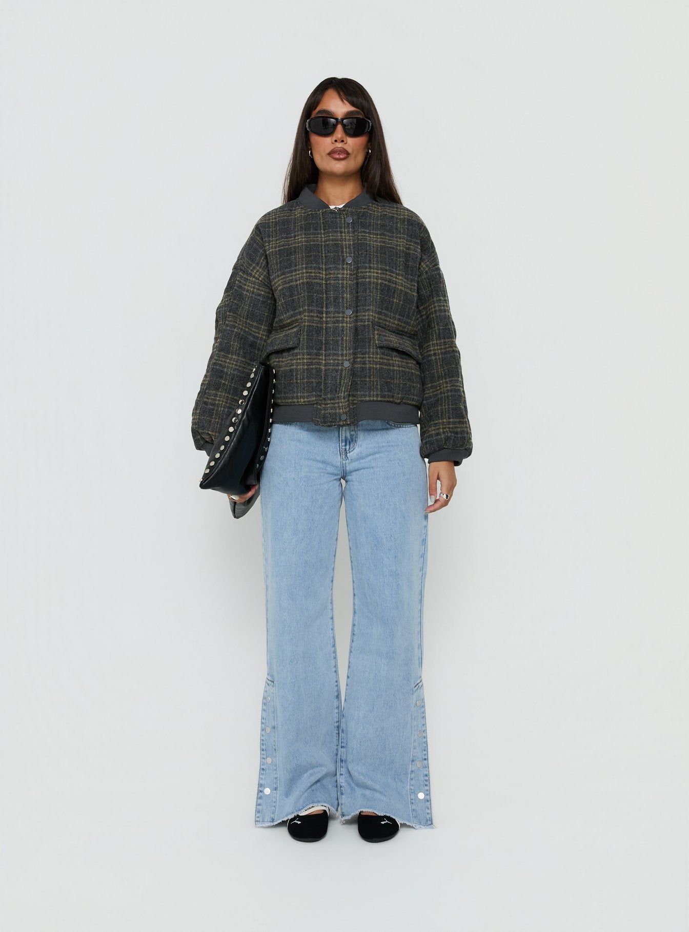 Stick Season Quilted Jacket Grey Check