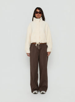 Clora Funnel Neck Sherpa Jacket Cream