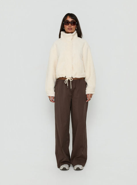 Clora Funnel Neck Sherpa Jacket Cream
