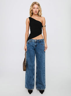 Machiatto One Shoulder Top Black