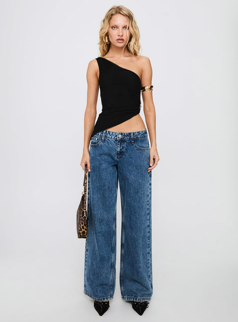 Machiatto One Shoulder Top Black