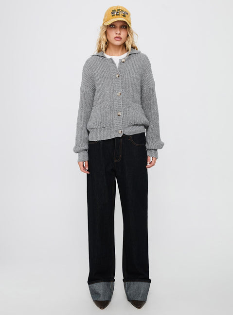 Darcel Button Up Knit Cardigan Grey