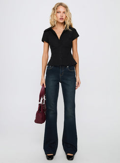 Thessara Mid Rise Bootleg Jeans Dark Blue