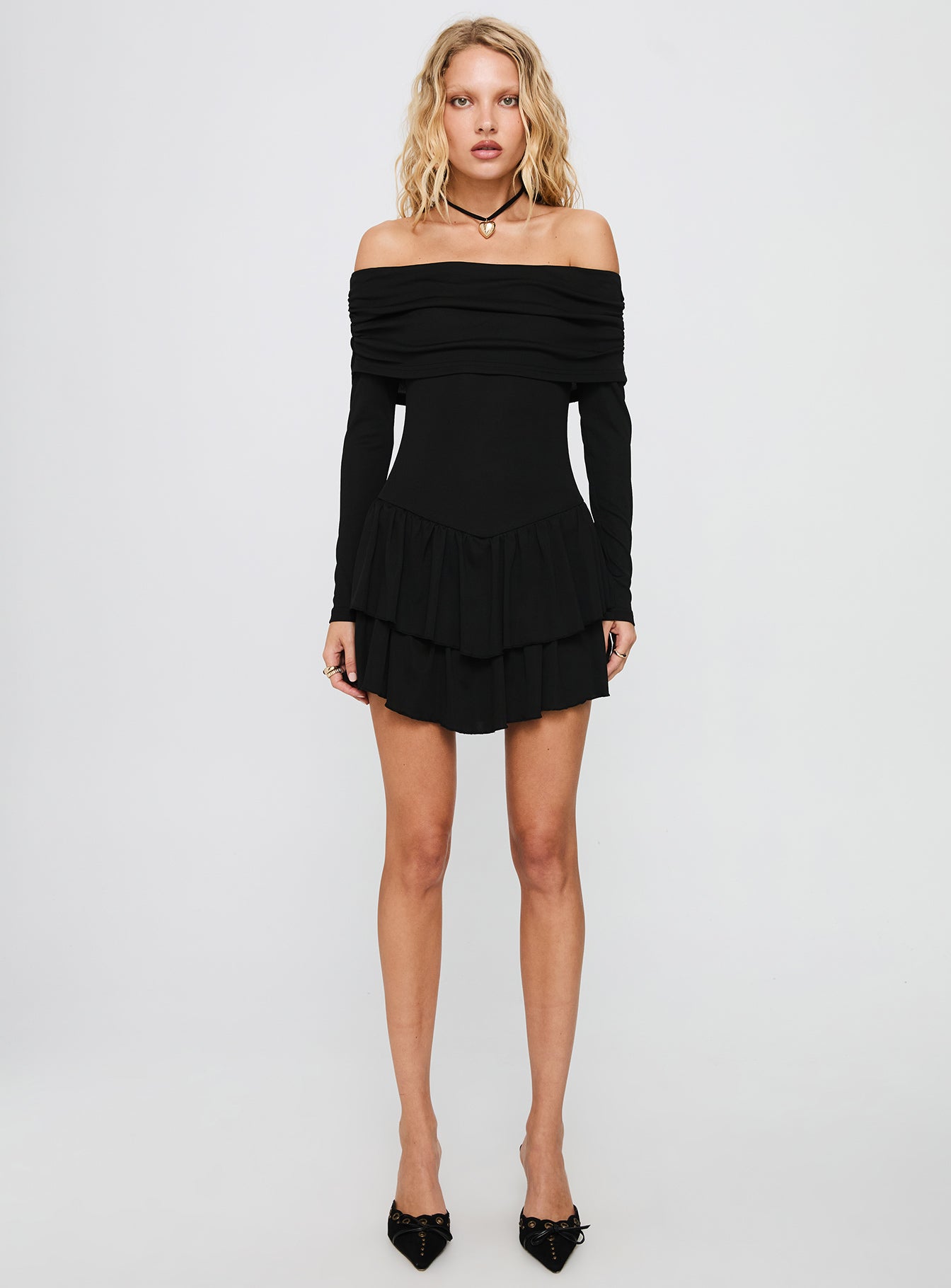 Wispy Off Shoulder Playsuit Black