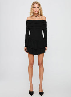 Wispy Off Shoulder Playsuit Black