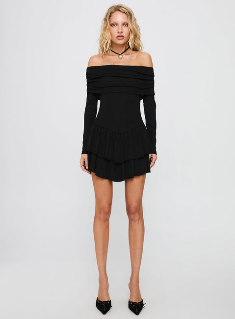 Wispy Off Shoulder Playsuit Black