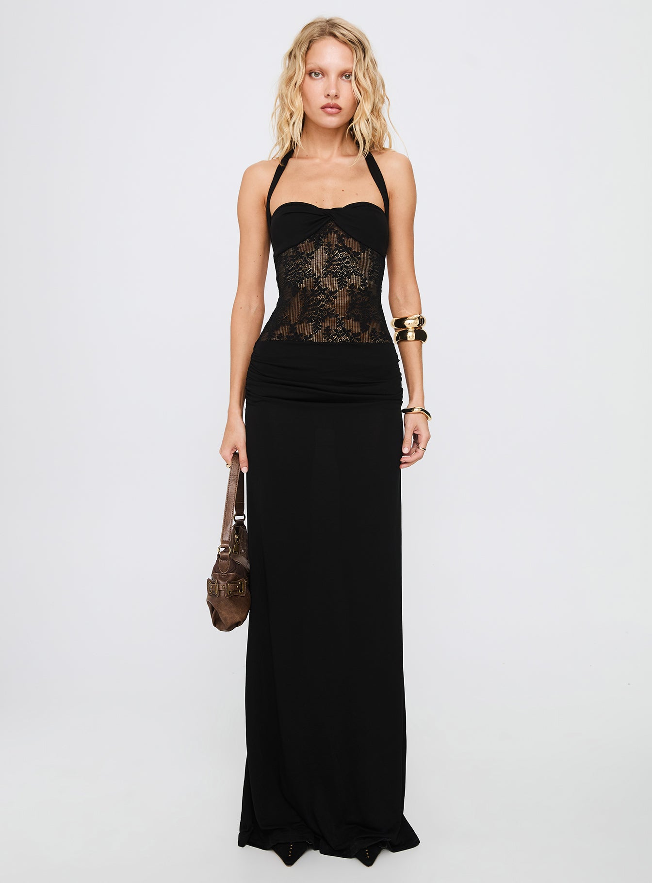 love potion black lace halter maxi dress High Slit Split Hem Sleeveless Satin One Shoulder, Love Potion Lace Maxi Dress in Black/Red, Size 1X, For Valentine's Day