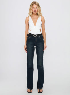 front view of model wearing Princess Polly Formative Backless Bodysuit White Sleeveless 