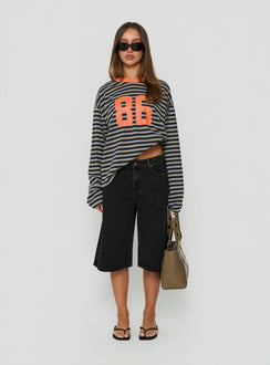 All Rounder Long Sleeve Varsity Graphic Top Multi Stripe