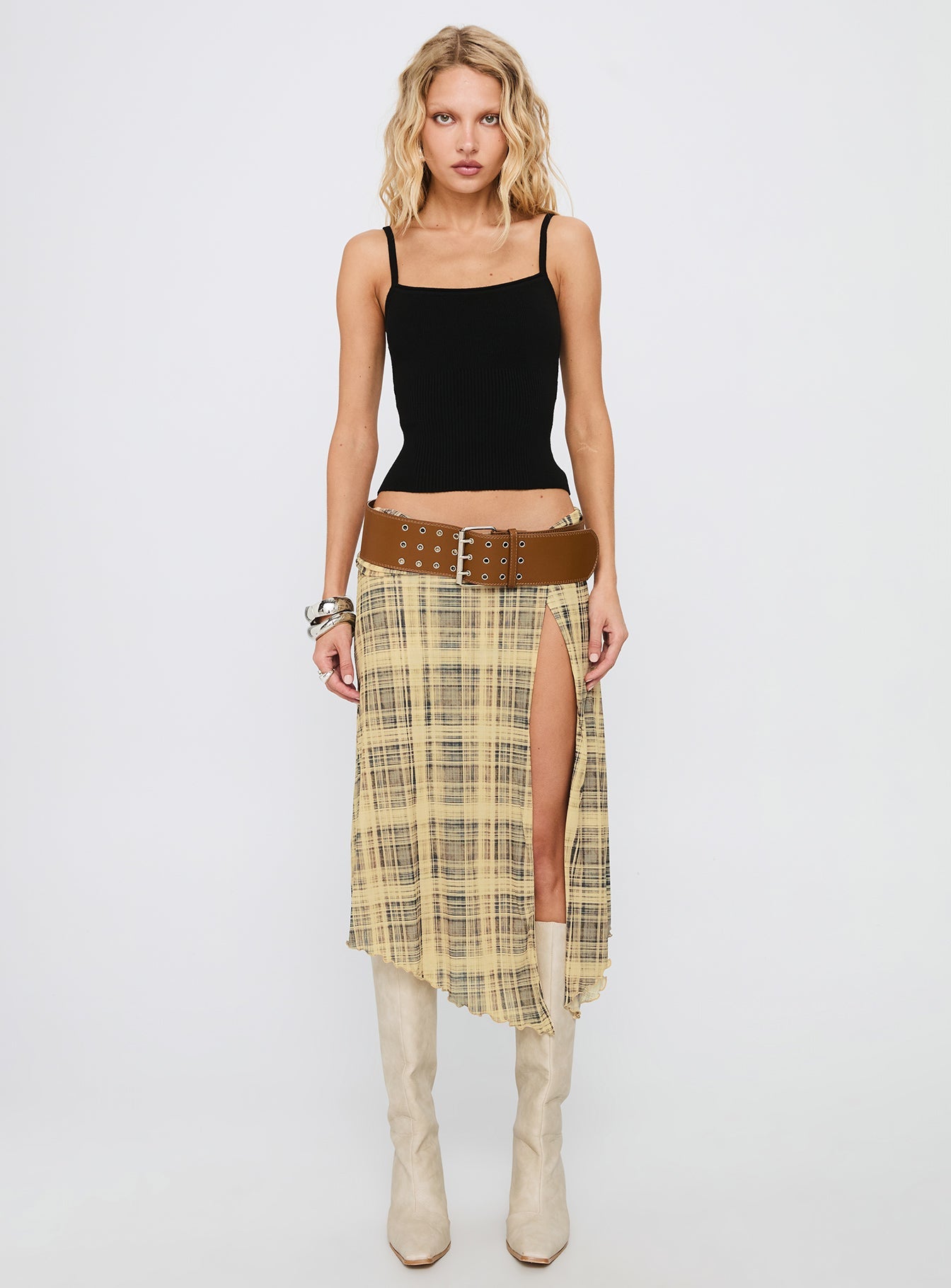 Juni Knit Cami Top Black