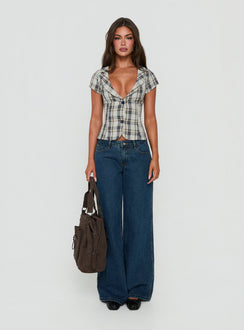 Alexandrea Plunge Button Up Top Check