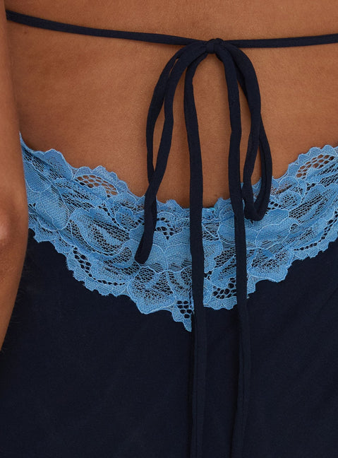 Call My Lover Lace Slip Maxi Dress Navy