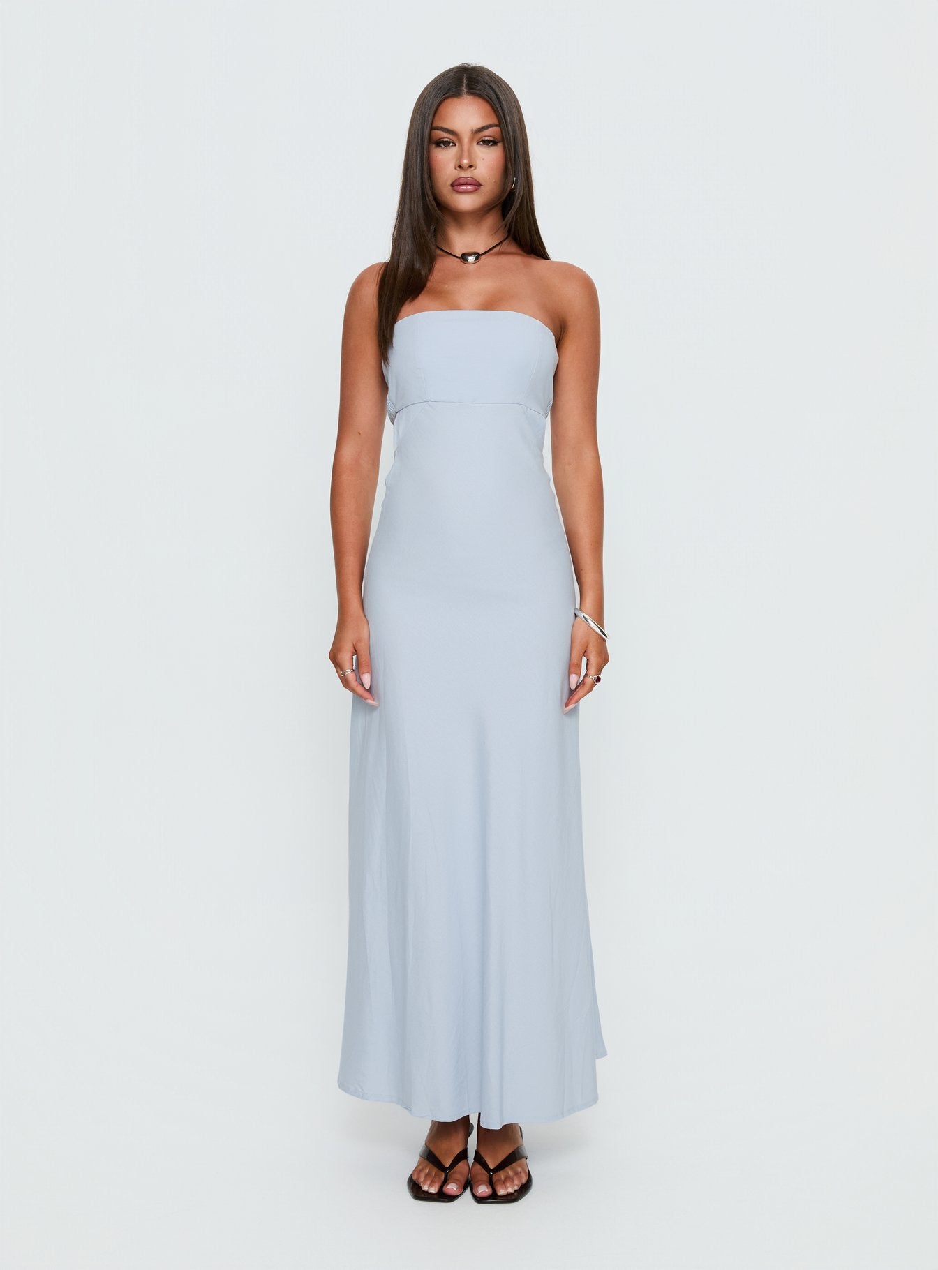 Yahir Strapless Maxi Dress Baby Blue