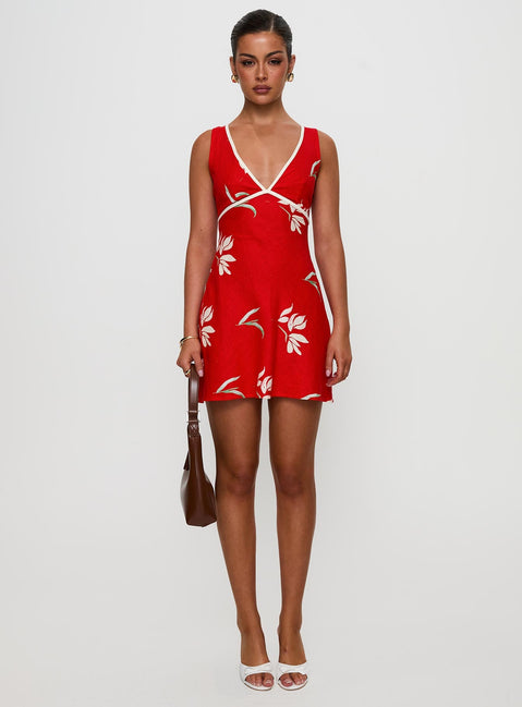 Juli Mini Dress Red Floral