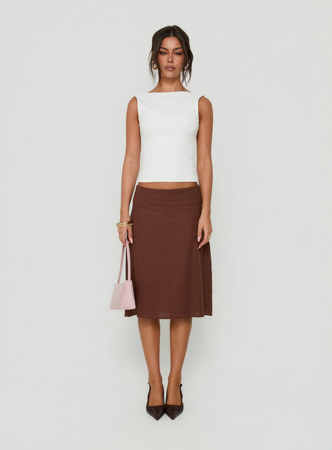 Baseline Rib Boat Neck Low Back Top White