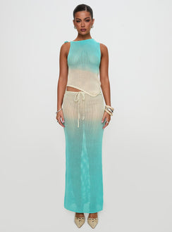 Auralia Knit Maxi Skirt Blue / Cream
