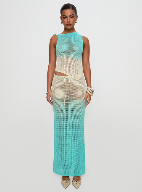 Auralia Knit Maxi Skirt Blue / Cream