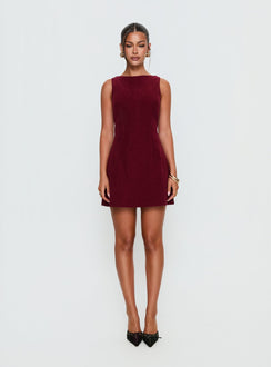 Alfalfa Corduroy Mini Dress Cherry