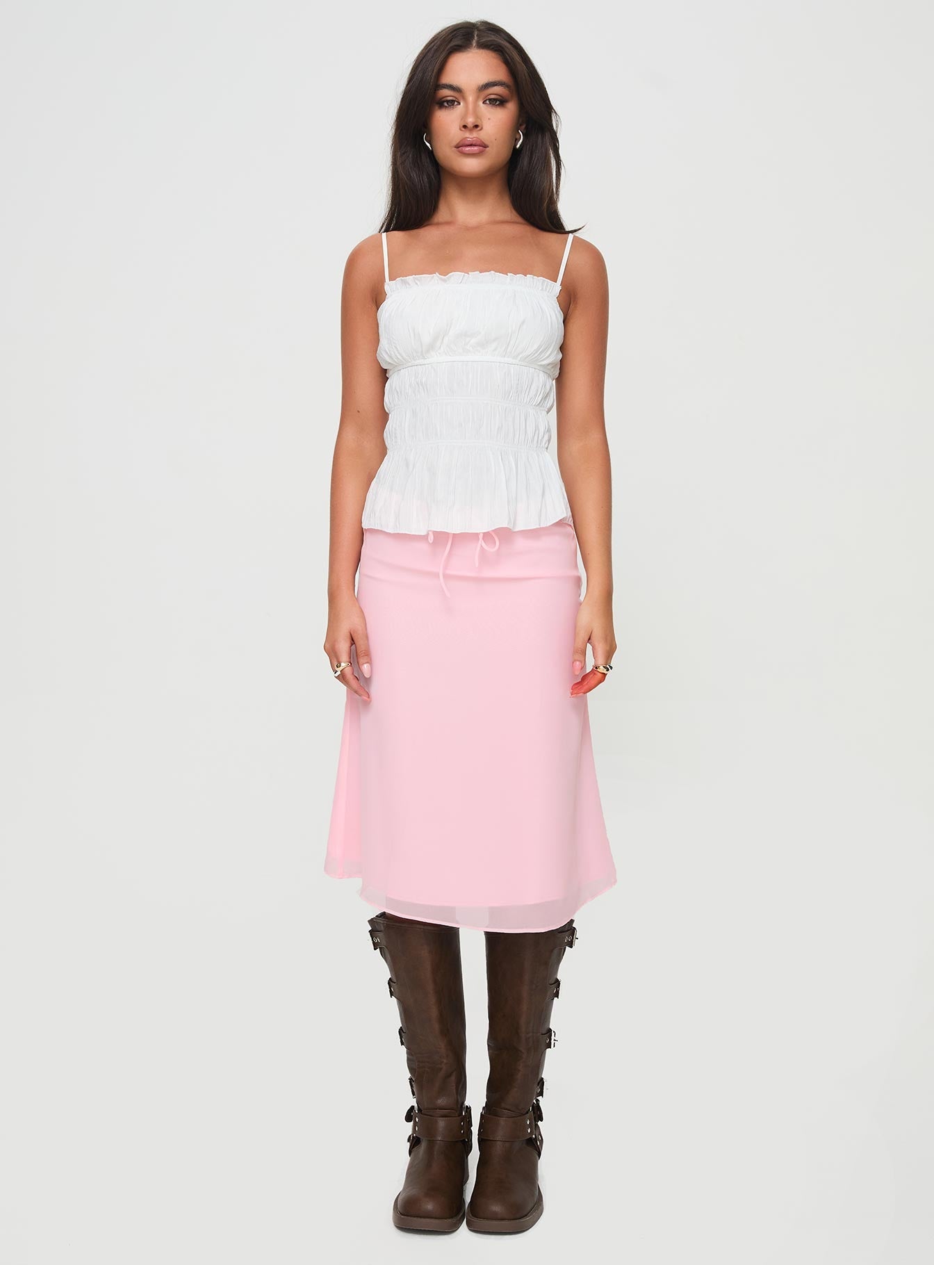 Delvie Midi Skirt Baby Pink