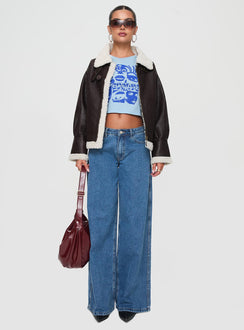 Faux leather jacket Classic collar, exposed zip fastening, twin pockets, buckle detail