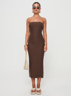 Strapless knit maxi dress Good stretch, unlined