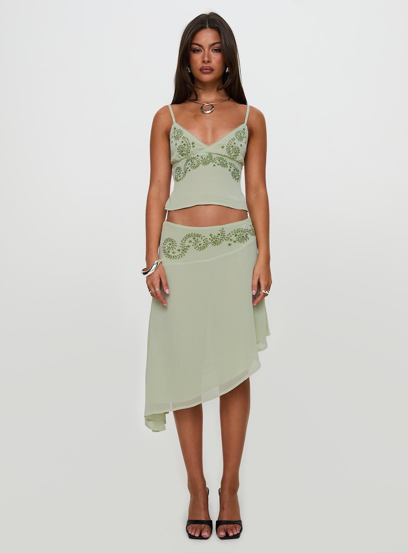 Pappilion Asymmetrical Skirt Sage