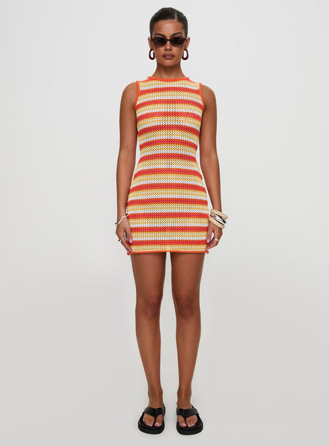 Oxygen Mini Dress Orange Stripe