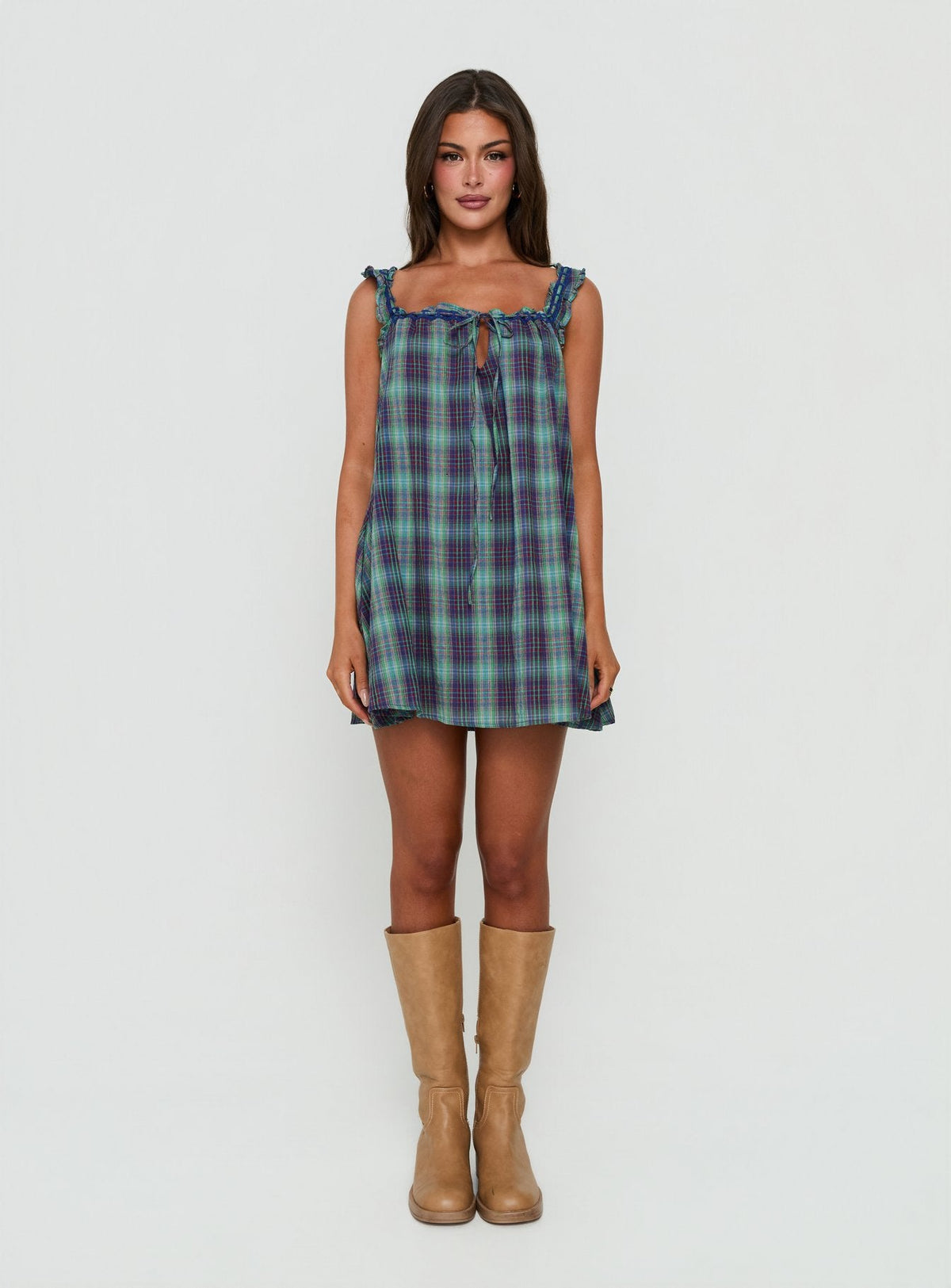 Swing Mini Dress Blue / Green Check