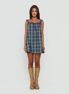 Swing Mini Dress Blue / Green Check