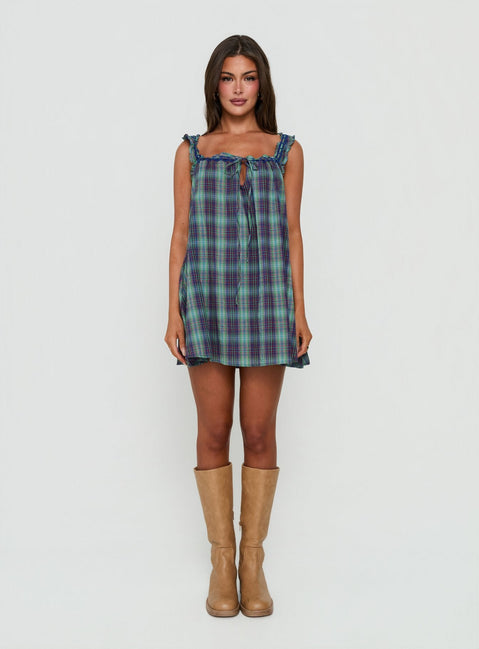 Swing Mini Dress Blue / Green Check