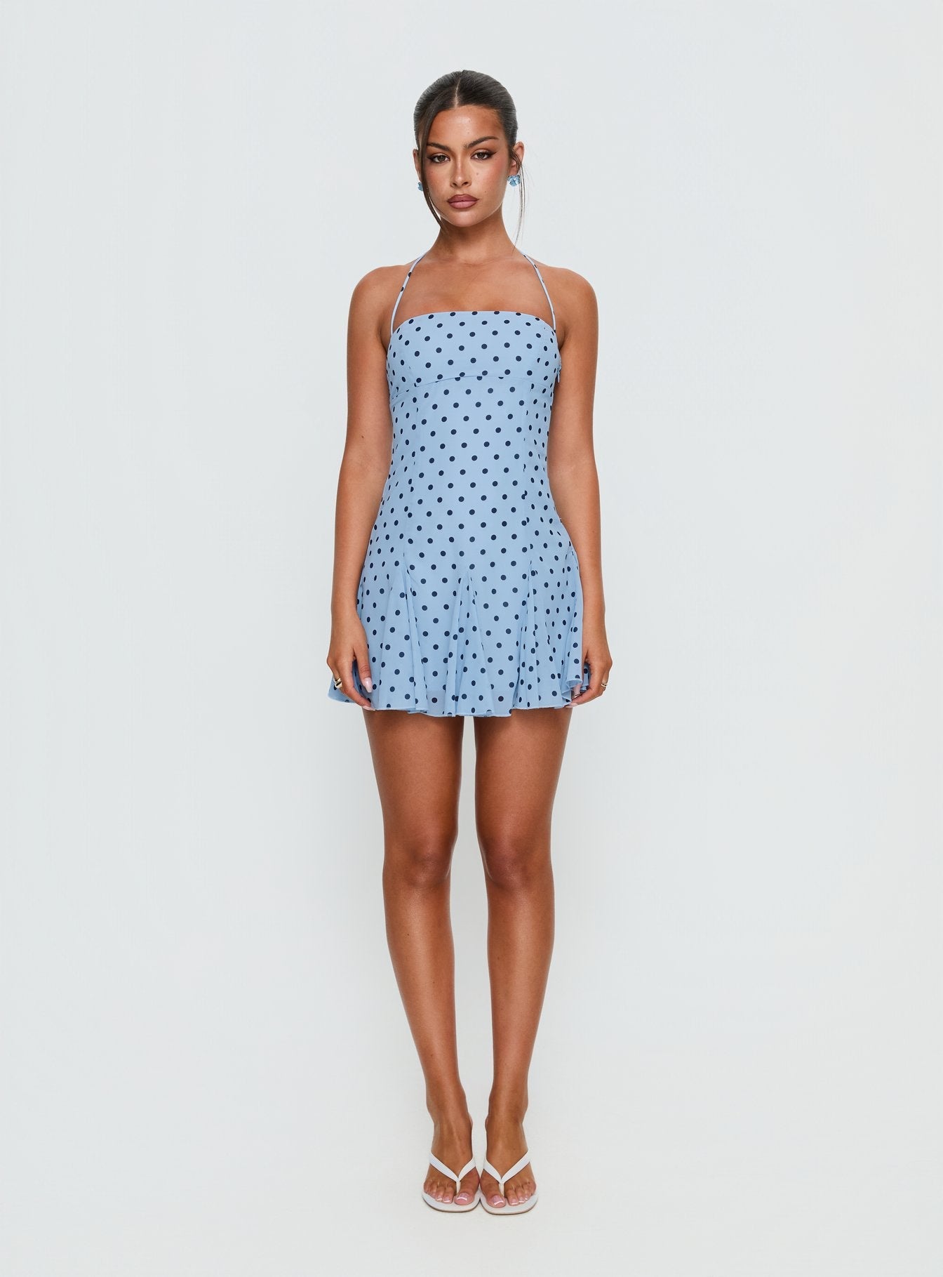 Delamere Mini Dress Blue / Navy Polka | Princess Polly