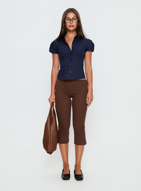 Academia Puff Sleeve Top Navy