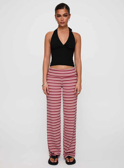 front view of model wearing Princess Polly Dreamgirl Folded Pant Pink Multi Mid Rise Pants 