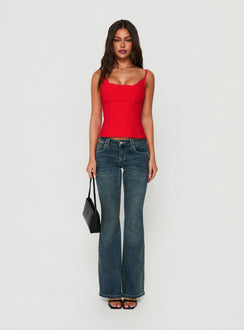 Renaissance Corset Lace Top Red