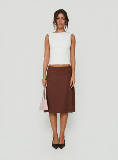Such Delight Linen Midi Skirt Chocolate