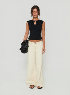 Ailana Cinched Keyhole Top Black