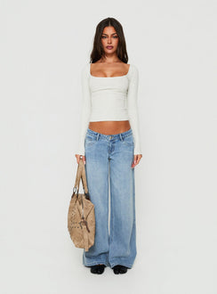 Baseline Rib Scoop Neck Long Sleeve Reversible Top Grey Marle