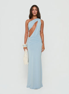 Loletta Draped One Shoulder Maxi Dress Soft Blue