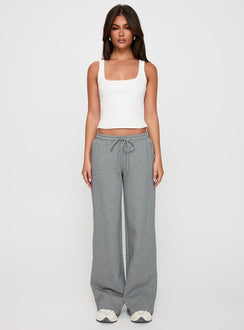 front view of model wearing Princess Polly All Day Straight Leg Sweatpants Grey Marle Low Rise Pants 