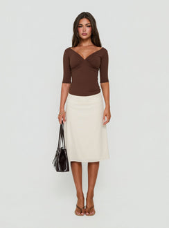 Such Delight Linen Midi Skirt Oatmeal