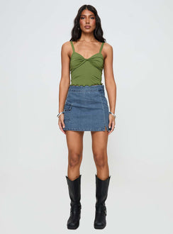 Kippiy Denim Mini Skirt Mid Wash