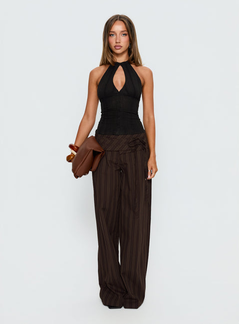 Call You Up Keyhole Backless Top Black