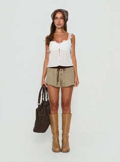 Delaynie Low Rise Micro Boxer Shorts Brown Check