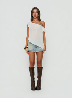 Sidra Off Shoulder Sheer Top Cream